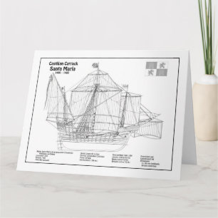 Santa Maria - Schiff Blaupausen Pläne BD Dankeskarte