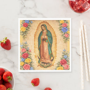 Santa Maria, Virgen de Guadalupe Mutter Maria Rose Serviette