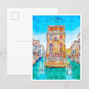 Santa Marina Italien Jahrgang Reise Wasserfarbe Postkarte