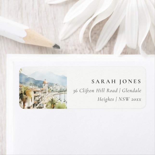 Santa Marta Colombia Watercolor Landscape Address (Insitu)