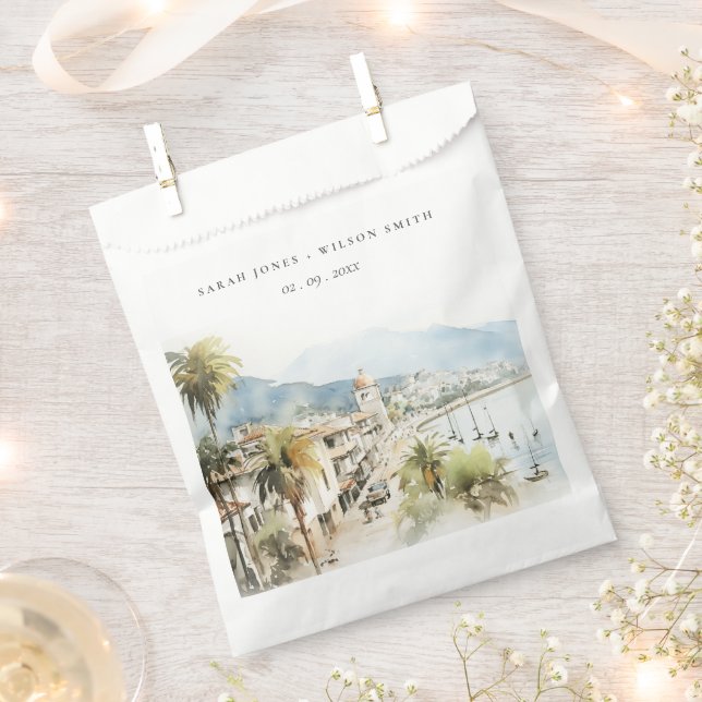 Santa Marta Colombia Watercolor Landscape Wedding Geschenktütchen (Ausgeschnitten)