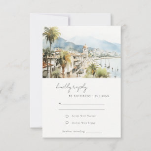 Santa Marta Kolumbien Aquarell-Landschaft Hochzeit RSVP Karte