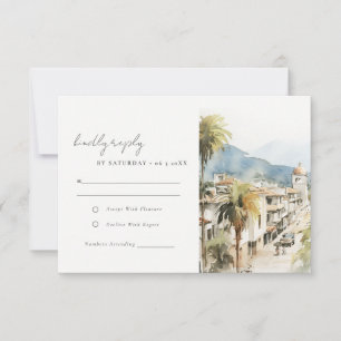 Santa Marta Kolumbien Aquarell-Landschaft Hochzeit RSVP Karte