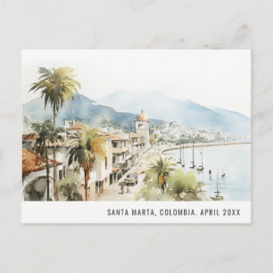 Santa Marta Kolumbien Aquarell-Landschaft Reise Feiertagspostkarte