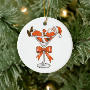 Santa Martini Kokette Mädchenhaft Weihnachtsbogen Keramik Ornament