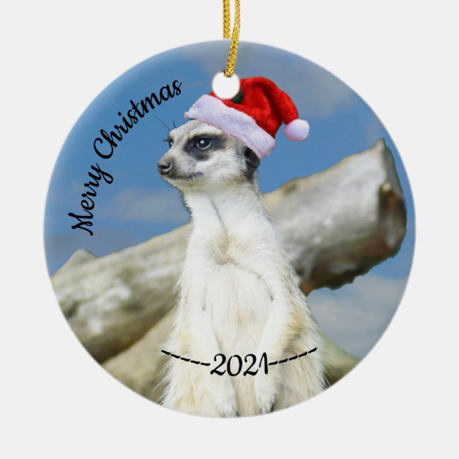 Santa Meerkat Frohe Weihnachtsschmuck (Vorne)