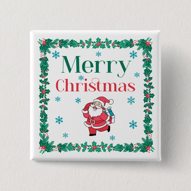 Santa Merry Christmas Button (Vorderseite)