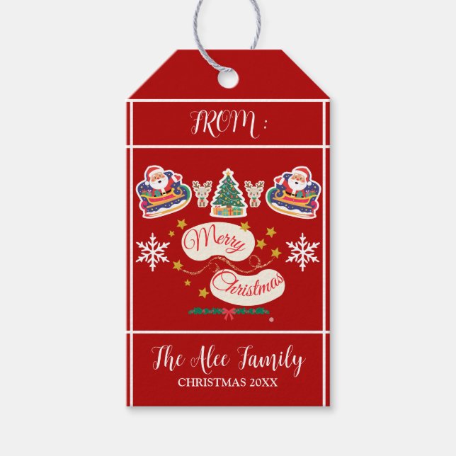Santa Merry Christmas Personalisiert Red Geschenkanhänger (Vorderseite)