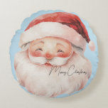 Santa Merry Christmas Pillow Rundes Kissen<br><div class="desc">Weihnachten Weihnachts-Kissen Fügt festliche Touch zu Ihrem Urlaubsstil hinzu.</div>