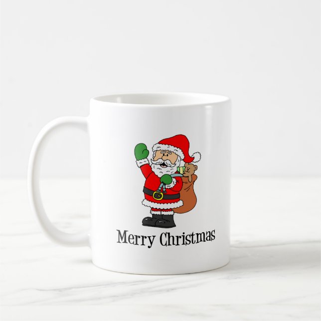 Santa Merry Weihnachten Niedlicher Cartoon Kaffeetasse (Links)