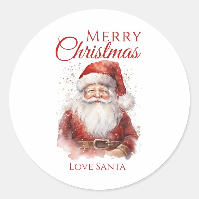 Santa Merry Weihnachtskids Runder Aufkleber (Vorderseite)