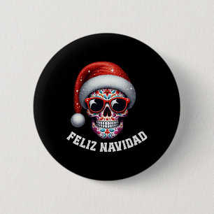 Santa Mexico Totenkopf Weihnachten Mexikanisch Fro Button