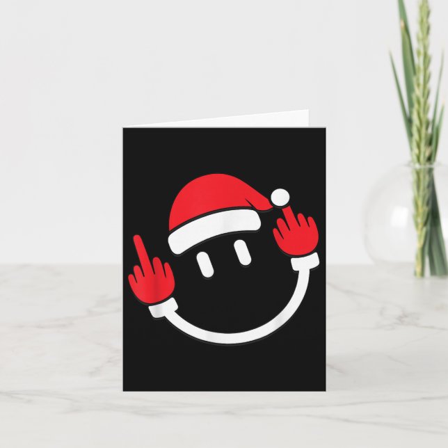 Santa Middle Finger Flip Off _ Christmas Profanity Karte (Vorderseite)