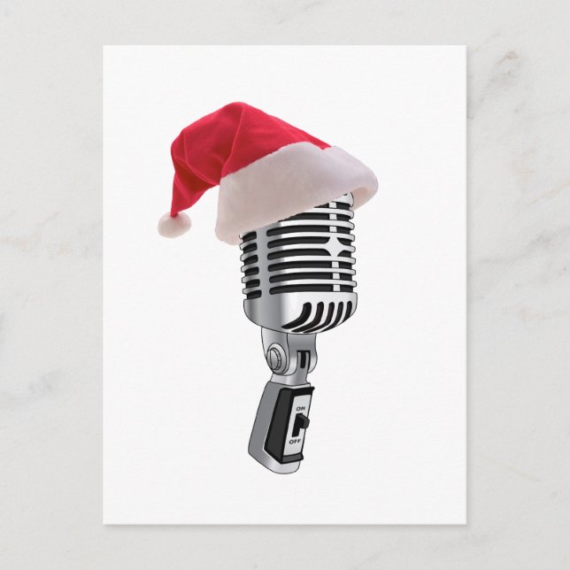 Santa-Mikrofon Feiertagspostkarte (Vorderseite)
