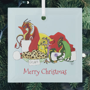 Santa Milk Cookies Dragons Ornament Aus Glas