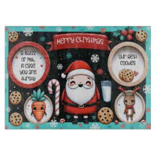 Santa Milk & Cookies Fach mit Rentiersalben Schneidebrett