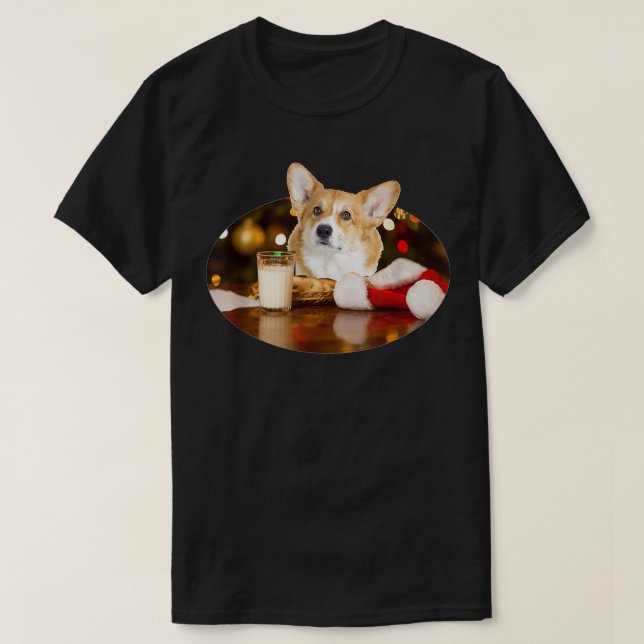 Santa Milk n Cookies Dog Corgi  T-Shirt (Design vorne)