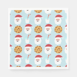 Santa Milk und Cookies Blue Paper Napkin Serviette
