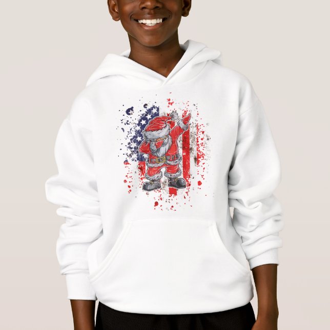 Santa mit amerikanischer Flagge Hoodie (Vorderseite)