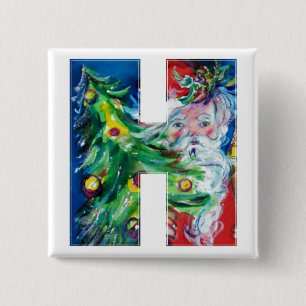 SANTA MIT BALLOONS UND CHRISTMAS BAUM H MONOGRAM BUTTON