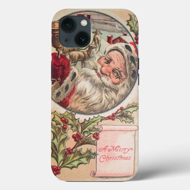 Santa mit Bell und Holly Case-Mate iPhone Hülle (Rückseite)