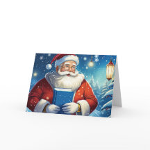 Santa mit Big Book Weihnachtskarte
