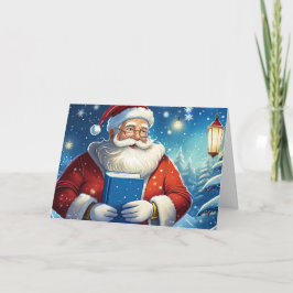 Santa mit Big Book Weihnachtskarte Karte