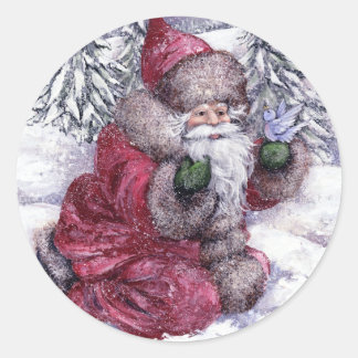 SANTA MIT BLUEBIRD RUNDER AUFKLEBER
