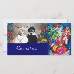 SANTA MIT CHRISTMAS TREE UND GIFTS FEIERTAGSKARTE