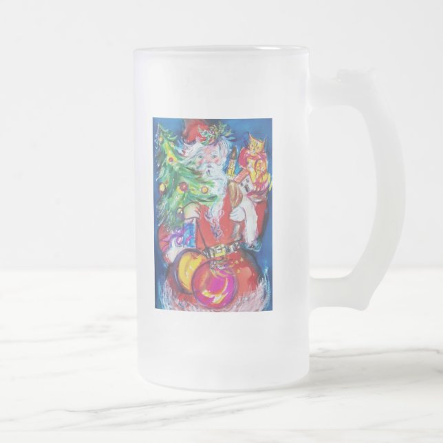 SANTA MIT CHRISTMAS TREE UND GIFTS MATTGLAS BIERGLAS (Rechts)