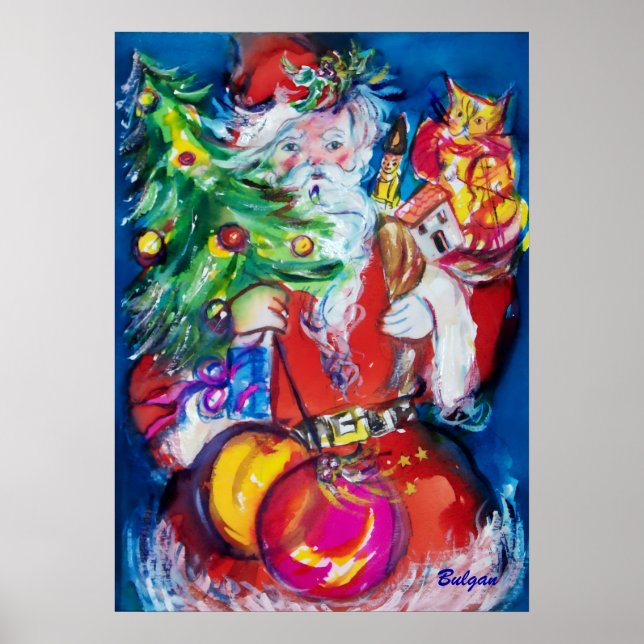 SANTA MIT CHRISTMAS TREE UND GIFTS POSTER (Vorne)