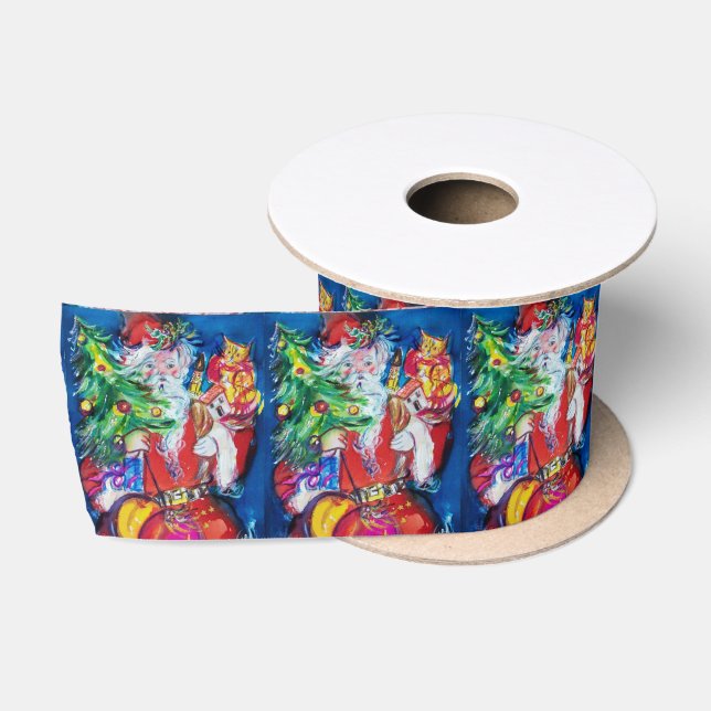 SANTA MIT CHRISTMAS TREE UND GIFTS SATINBAND (Spule)