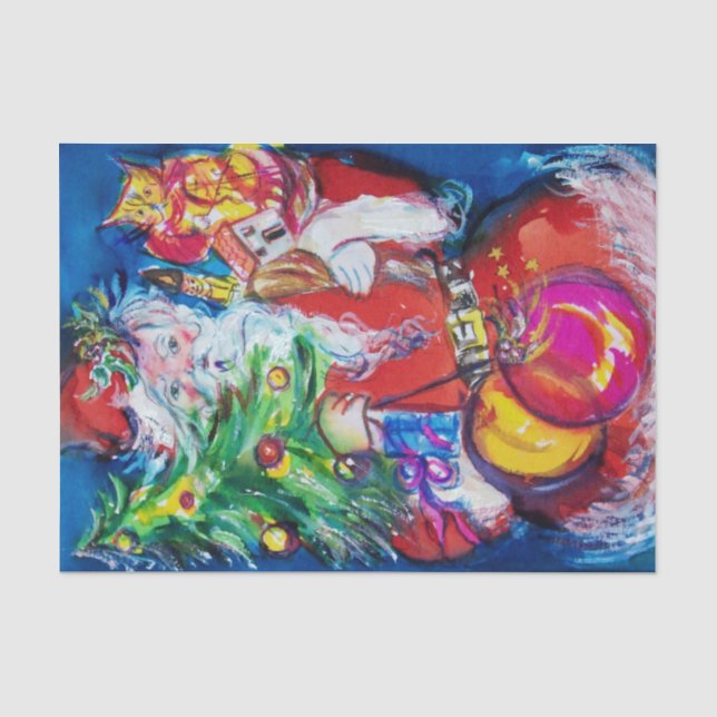 SANTA MIT CHRISTMAS TREE UND GIFTS SEIDENPAPIER (Vorderseite)