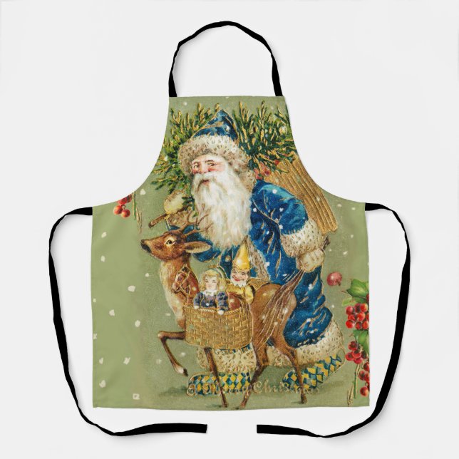 SANTA MIT DEER UND CHRISTMAS GIFTS IM WINTERSCHNEE SCHÜRZE (Vorderseite)