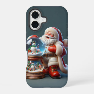 Santa mit Double Snow Globe, Weihnachten, Autor Na iPhone 16 Hülle