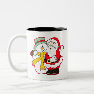 SANTA MIT EIS MANN BEI CHRISTMAS. HO! HO! HO! ZWEIFARBIGE TASSE