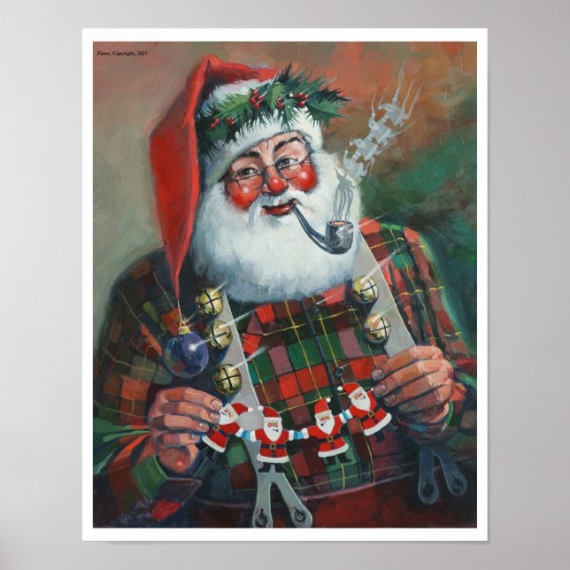 Santa mit Garland Poster (Vorne)