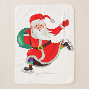 Santa mit Geschenk Weihnachten Sherpa Blanket Sherpadecke