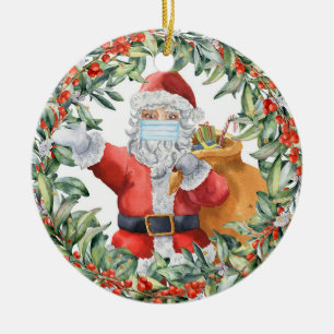 Santa mit Gesichtsmaske 2020 pro Jahr zur Erinneru Keramik Ornament
