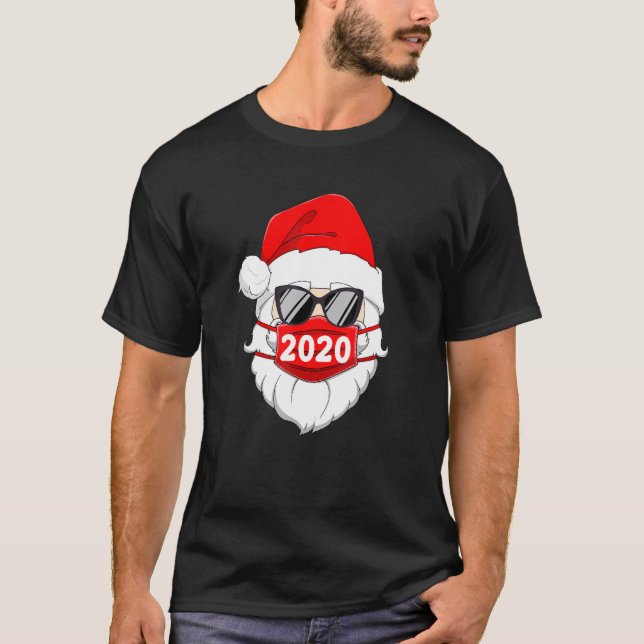 Santa mit Gesichtsmaske Weihnachten 2020 Familie P T-Shirt (Vorderseite)