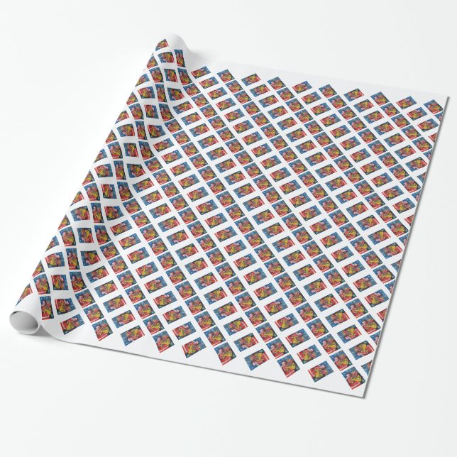 SANTA MIT GIFTS GESCHENKPAPIER (Ungerollt)