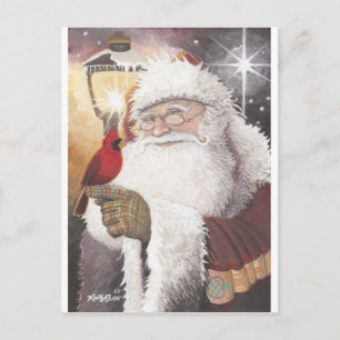 Santa mit Kardinal Feiertagspostkarte