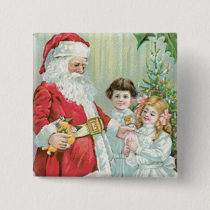 Santa mit Kindern Button