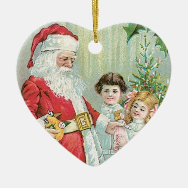 Santa mit Kindern Keramikornament (Vorne)