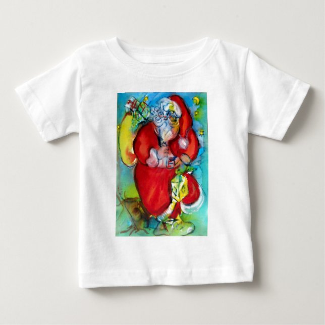 SANTA MIT LANTERN IN DER CHRISTMAS-NACHT BABY T-SHIRT (Vorderseite)