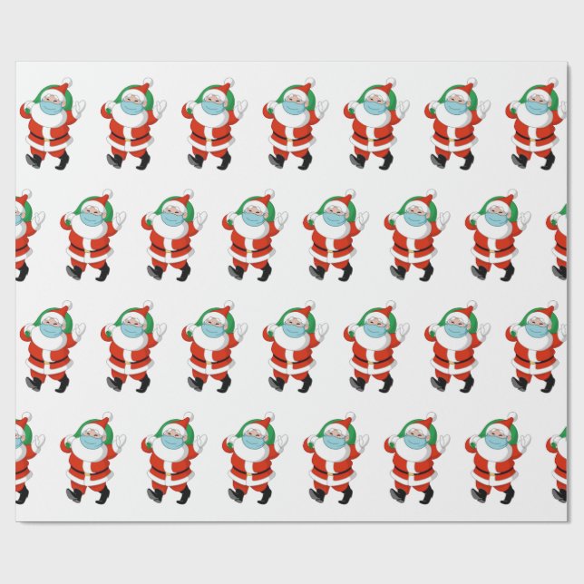 Santa mit medizinischer Maske Geschenkpapier (Flach)
