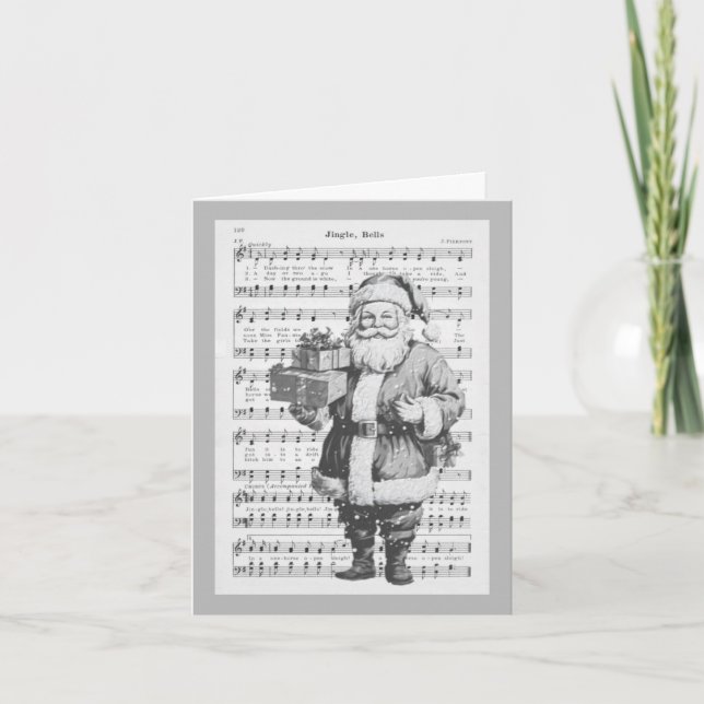 Santa mit Musik Dankeskarte (Vorderseite)