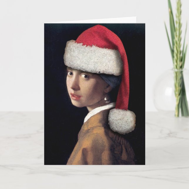 Santa mit Perlenvergiftkarte Feiertagskarte (Vorderseite)