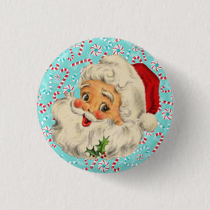 Santa mit Pfefferminzen Button