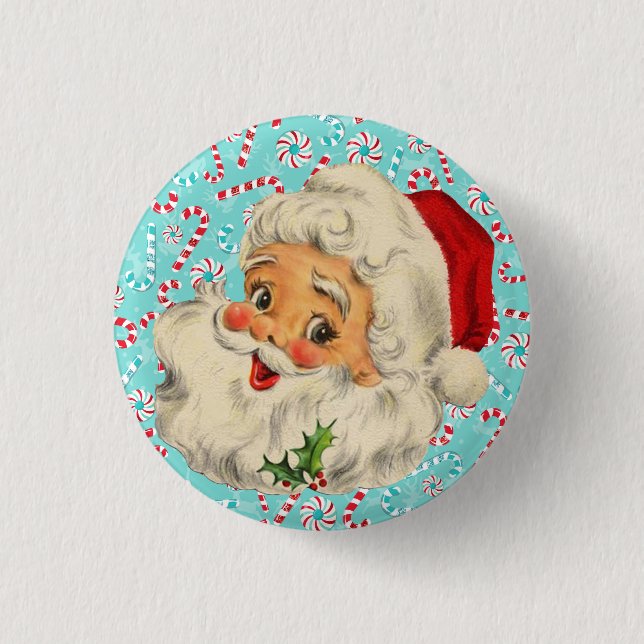 Santa mit Pfefferminzen Button (Vorderseite)